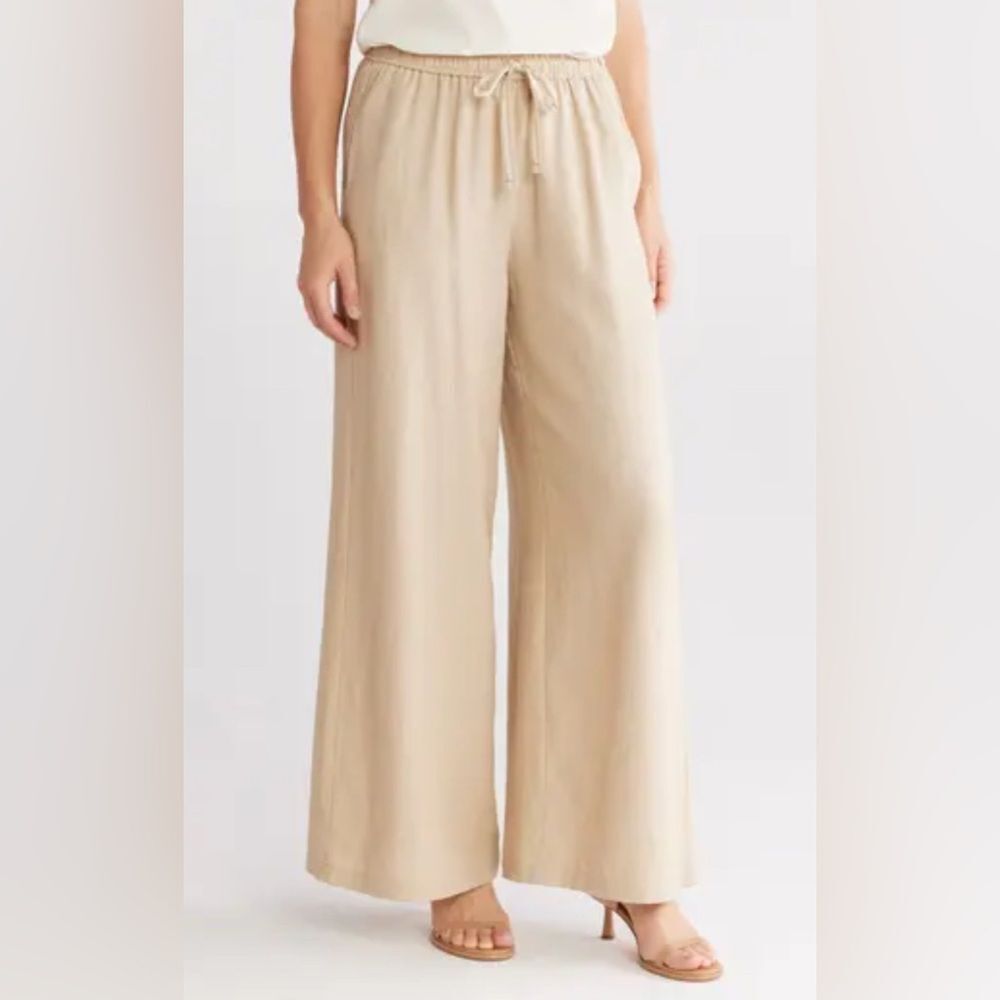 NWT! Max Studio Linen Wide-Leg Pants with Flowing Silhouette